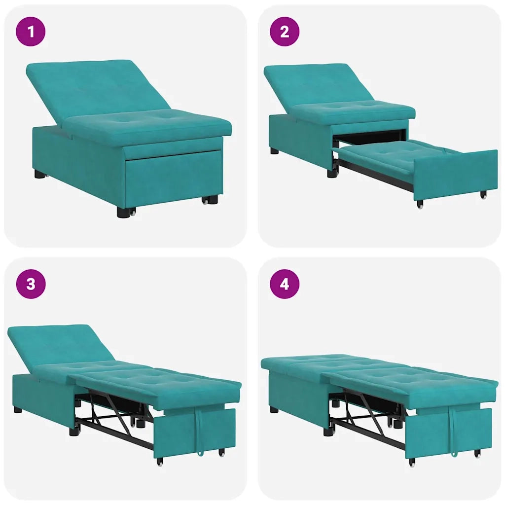 Divano letto Turchese 194 x 67 x 82 cm Velluto 42008603