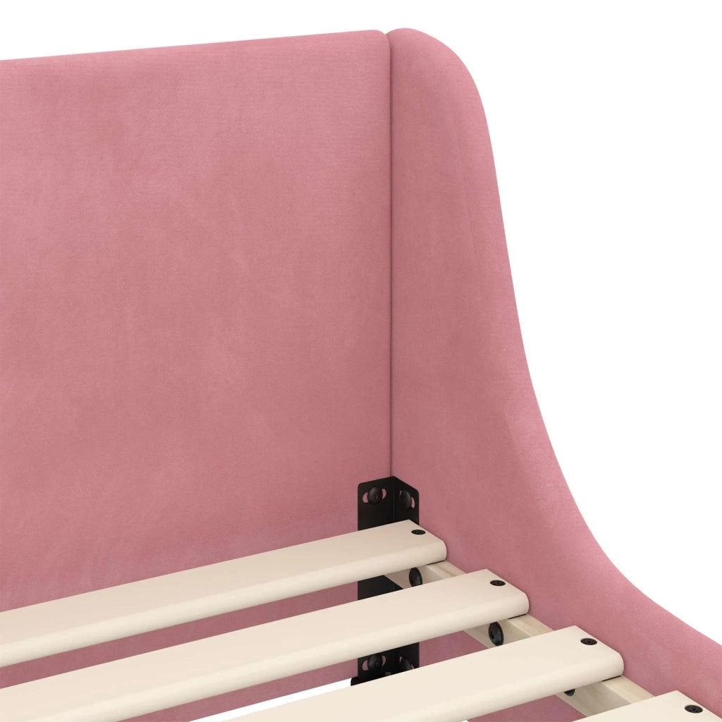 Struttura letto bambini con testata-Giroletto per bambini Rosa 80 x 200 cm Velluto 305159