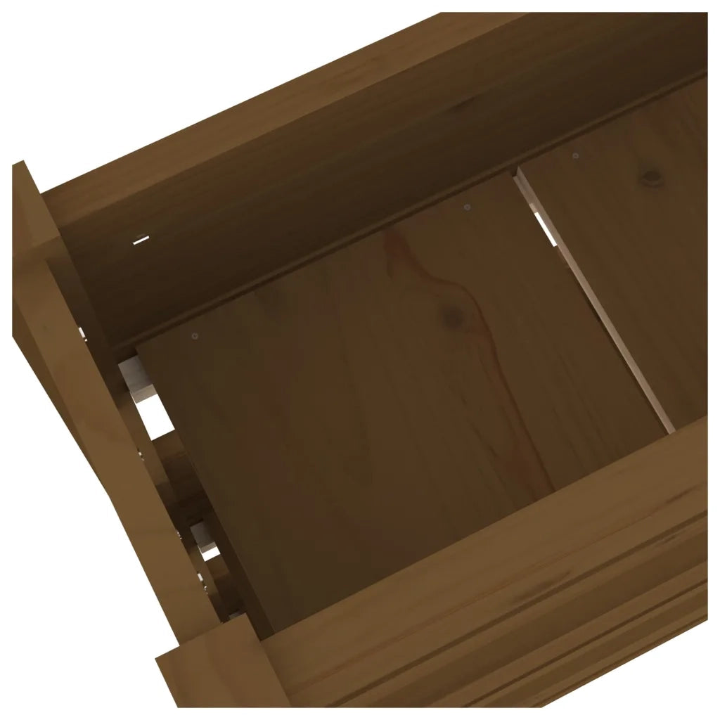 Fioriera | Cassetta per fiori | Vaso Marrone Ambra 77x25x104,5 cm in Legno Massello di Pino