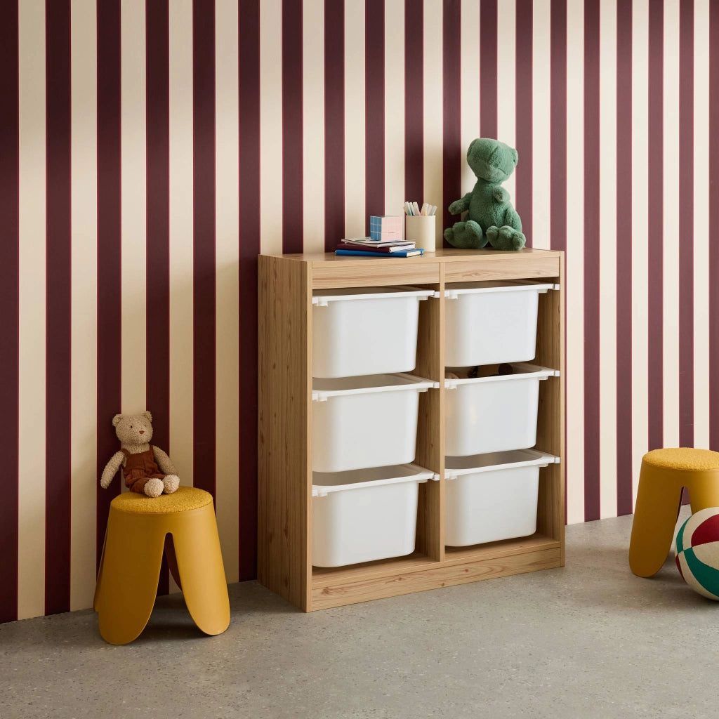 Contenitore per bambini con 6 contenitori, marrone naturale
