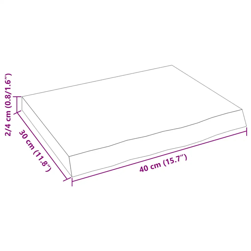Ripiano a Parete 40x30x(2-4) cm Massello Rovere Non Trattato 363507