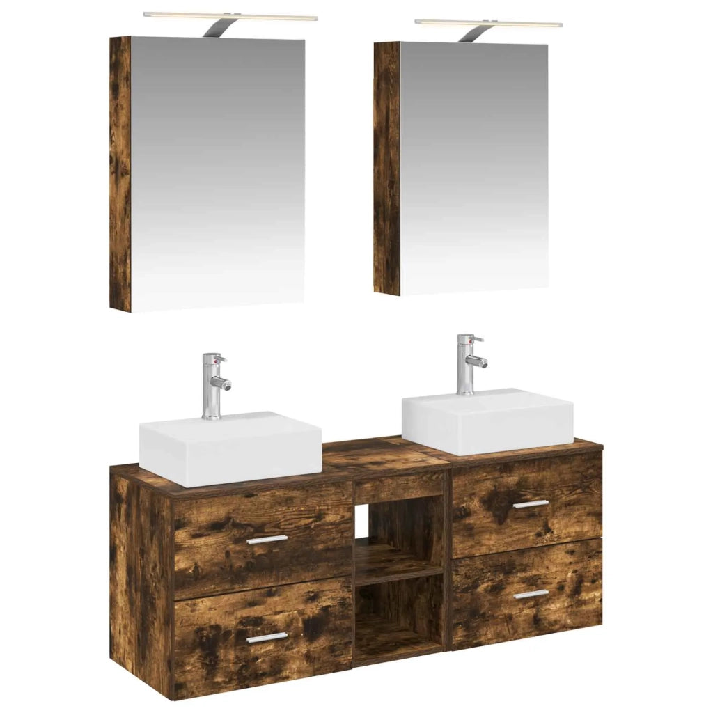 Set di mobili per il bagno 5 pcs Rovere Fumo 3406795