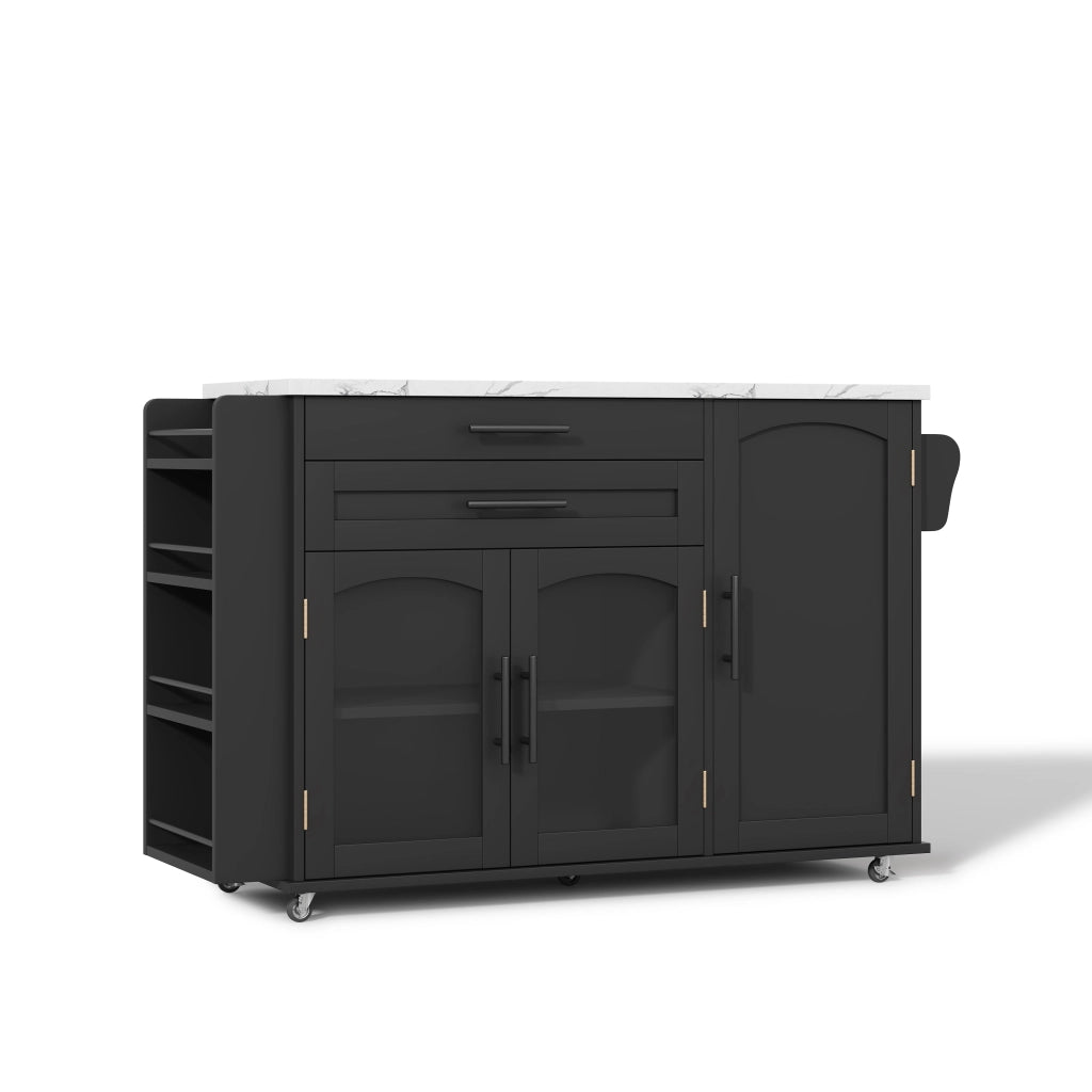 Isola Cucina Mobile Pieghevole ¨C MINIMAL ¨C 5 Ruote, Ripiano Spezie, Cassetto, 120x45x90 cm
