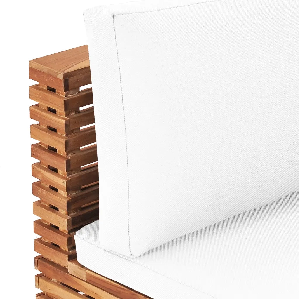Divano Centrale da Giardino con Cuscino Crema Massello di Teak cod mxl 71893