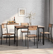 Gruppo pranzo con tavolo e 4 sedie 108x65 cm; pannello truciolare e metallo; marrone