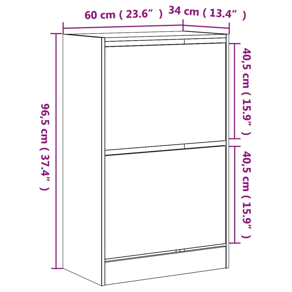Scarpiera mobile contenitore per scarpe mobile per ingresso/corridoio/soggiorno design Sonoma 60 x 34 x 96,5 cm legno ingegnerizzato marrone 02_0021713