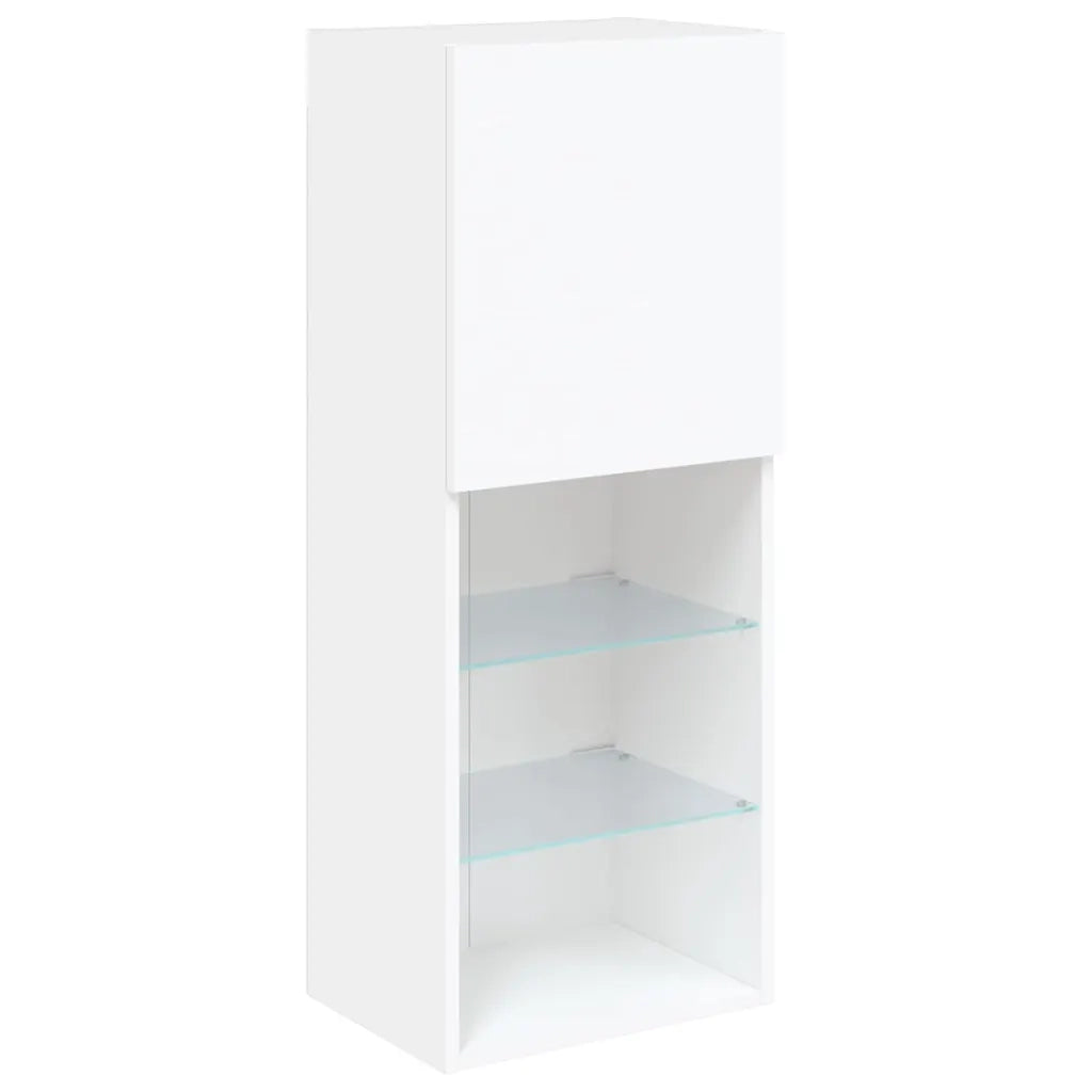 Mobili TV a Muro con LED 5pz Bianchi in Legno Multistrato 3216675