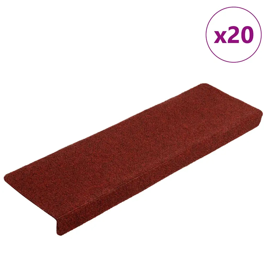 Tappetini Autoadesivi per Scale 20 pz Rosso BordÃ² 65x21x4 cm