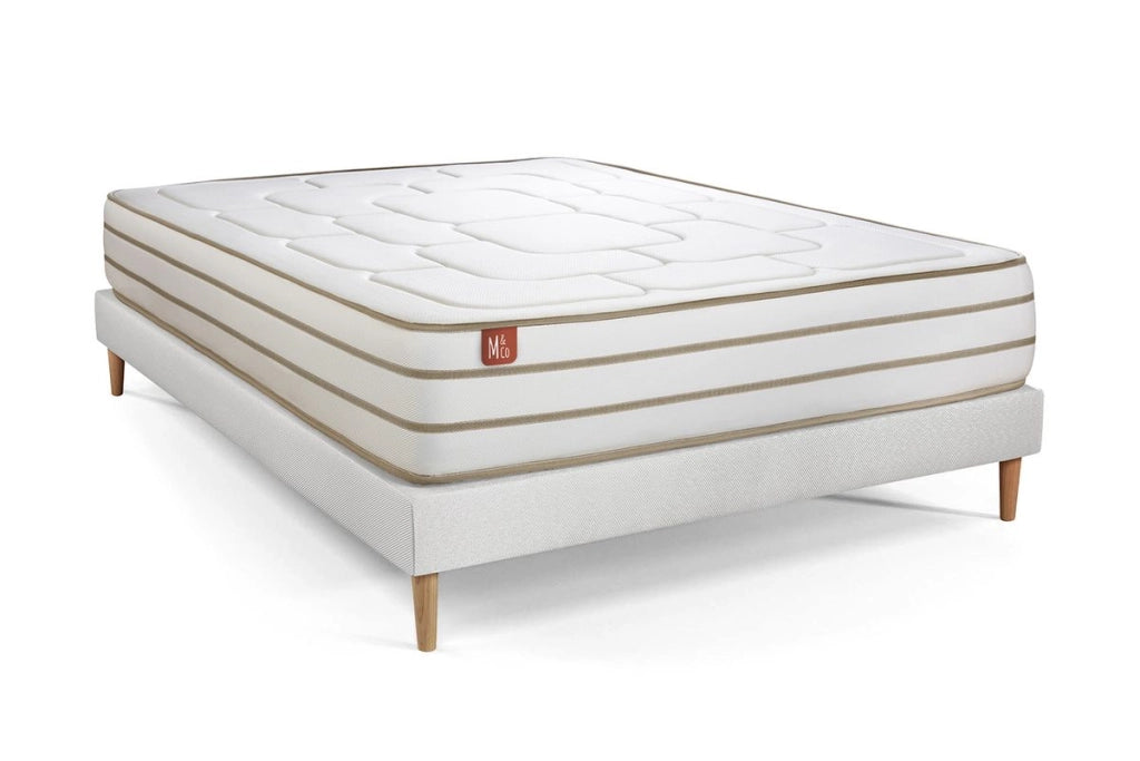 Pacchetto letto completo - Materasso 160x200cm + Box spring con doghe (kit) + 2 cuscini + Piumino - Le Douillet