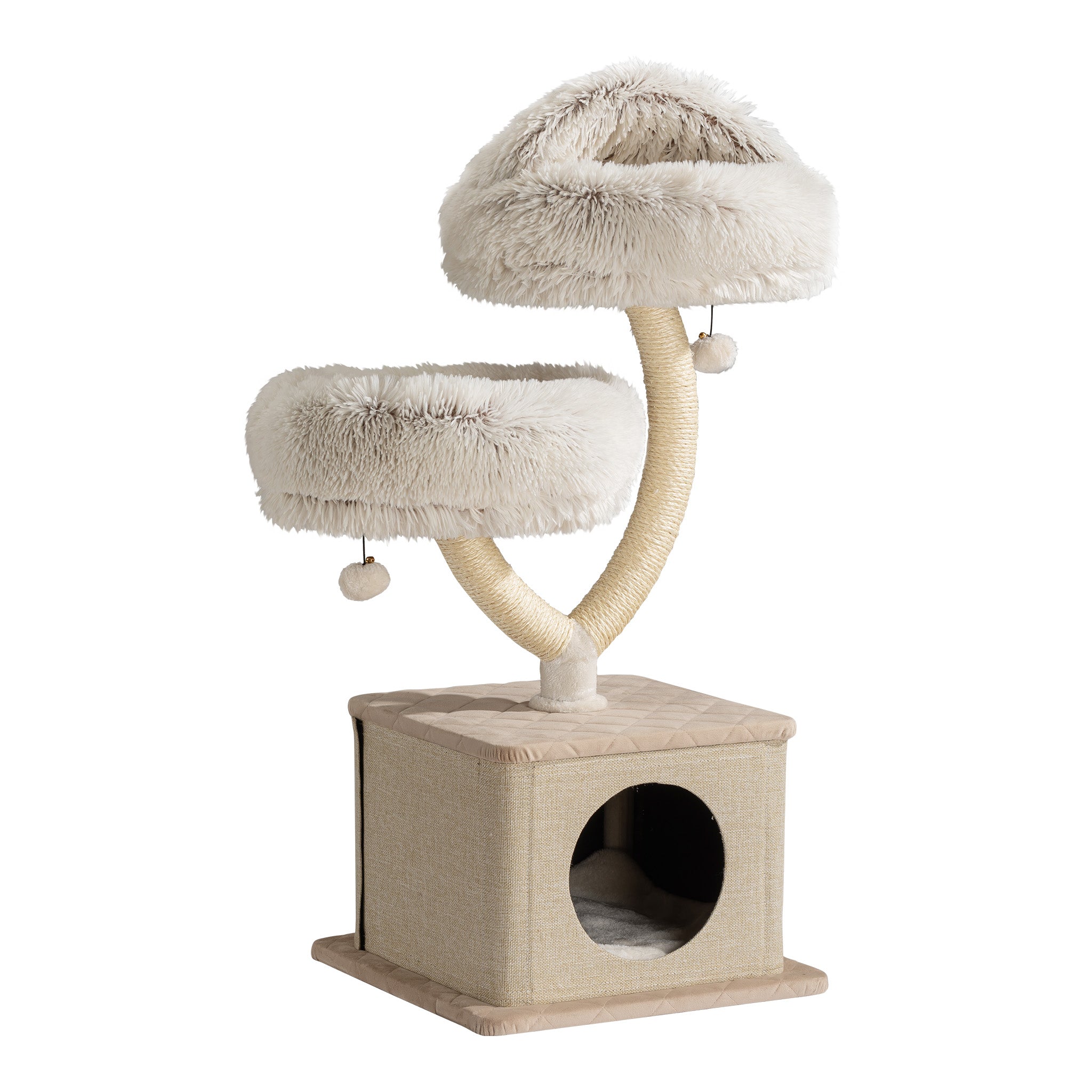Fudajo Albero tiragraffi con design a rami 95 cm con casetta nicchia e sisal