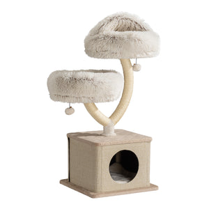 Fudajo Albero tiragraffi con design a rami 95 cm con casetta nicchia e sisal