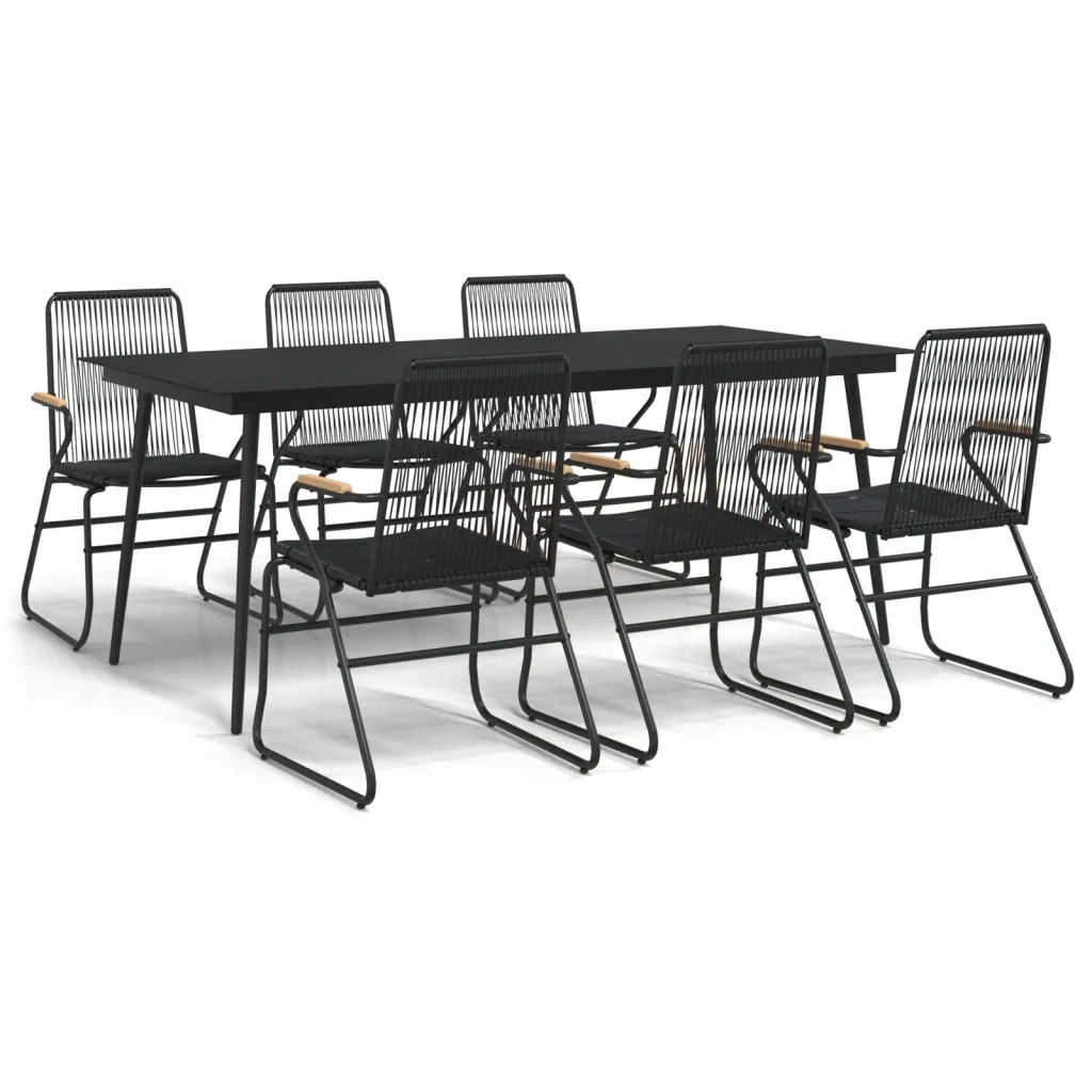 Set da Pranzo da Giardino 7 pz Nero in Rattan PVC 3060271
