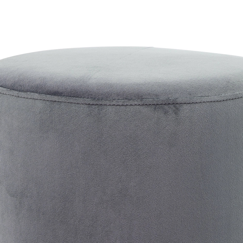 Pouf Poggiapiedi in Velluto Grigio Struttura in legno 31x31x38cm Base dorata Metallo