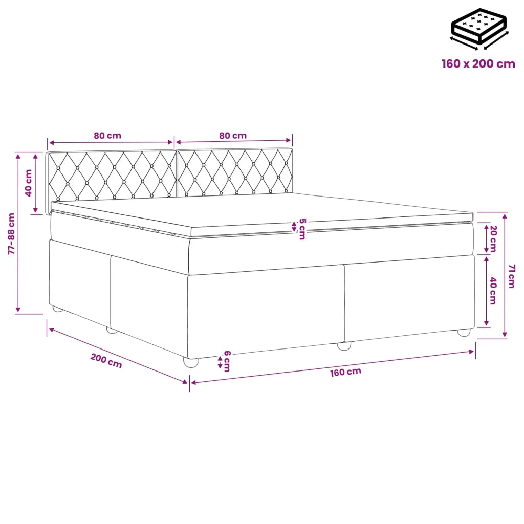 Letto box spring con materasso Grigio Chiaro 160 x 200 cm 3451703