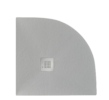 Piatto doccia 100x100 cm effetto pietra marmoresina STONE semicircolare grigio cemento FRANCIA