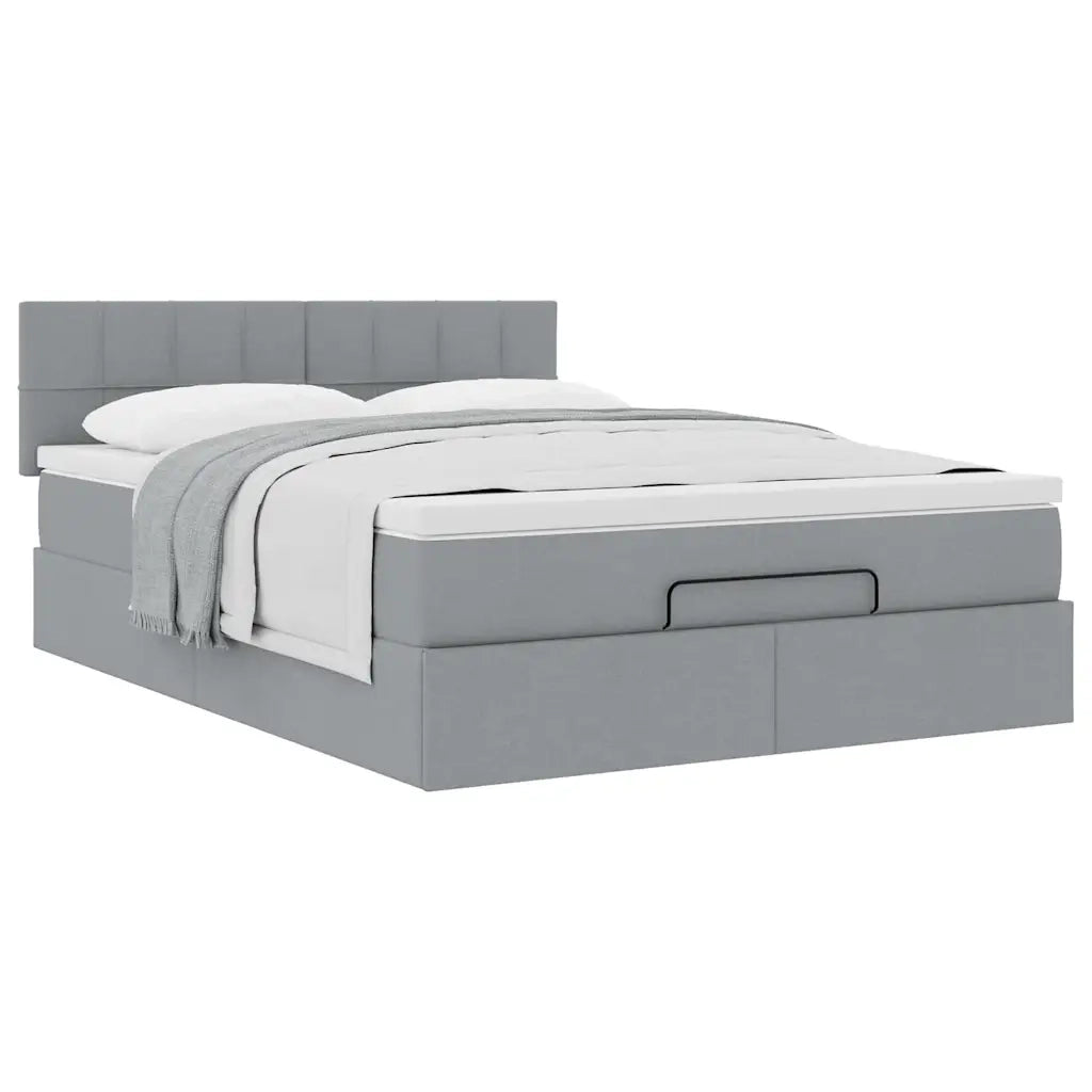 vidaXL Pouf Letto con Materasso Grigio Chiaro 140x190 cm in Tessuto