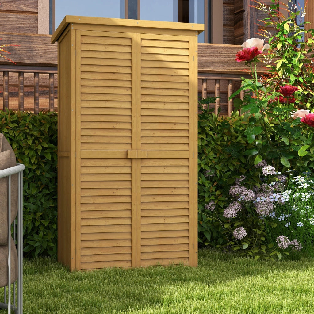 Armadio da Giardino ¨C zephmum ¨C Legno Naturale 87x46.5x160 cm