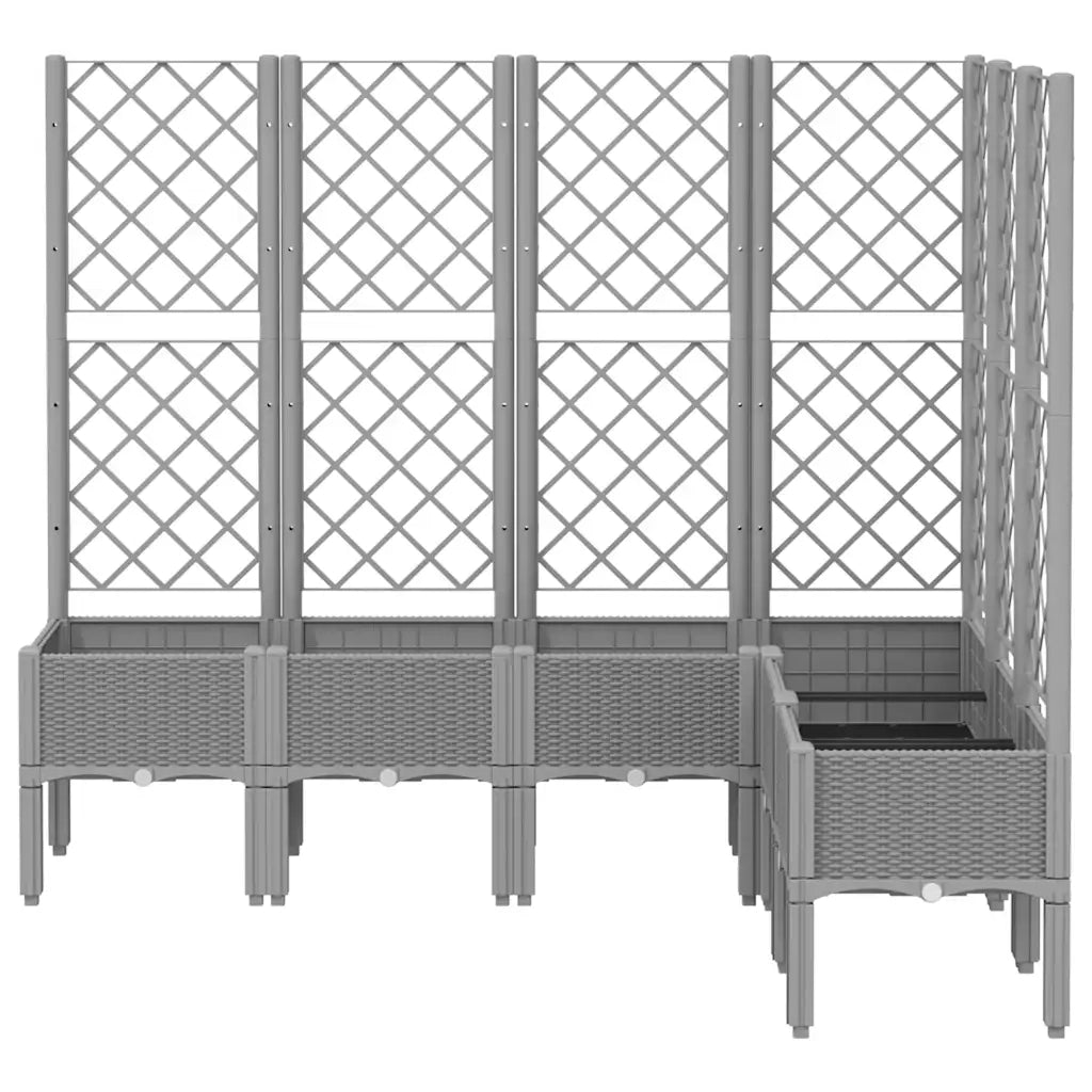 Fioriera | Cassetta per fiori | Vaso Giardino con Graticcio Grigio Chiaro 160x120x142 cm PP