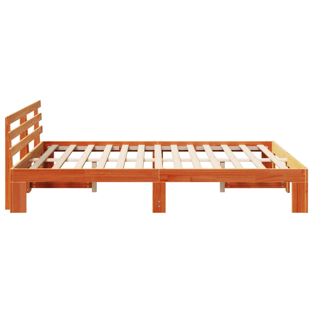 Struttura Letto in Legno Marrone Cerato Legno Massello 160 x 200 cm
