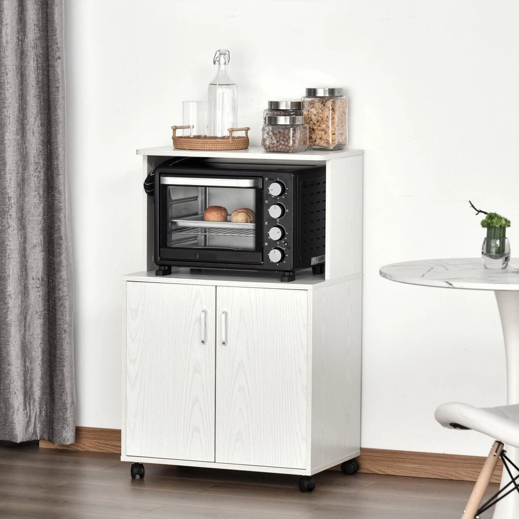 Armadio Cucina con Ruote e Ripiano ¨C Zephmum ¨C Bianco 60.4x40.3x97cm