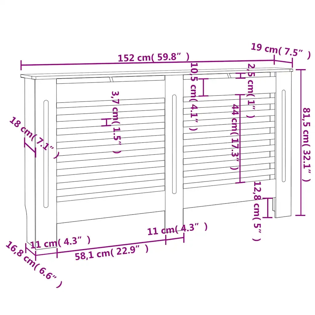 Copertura per Radiatore Antracite 152x19x81,5 cm in MDF 288185