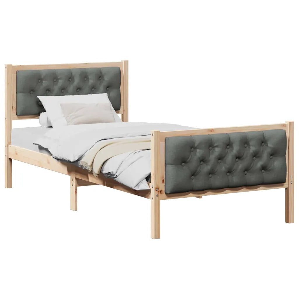 Struttura del letto Grigio scuro 90 x 190 cm Pino massello 878435