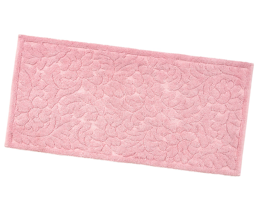 Tappeto Morbido Cotone 63x140 cm Scendiletto Bagno Camera Assorbente Antiscivolo Rosa