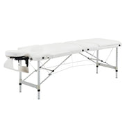 Lettino da massaggio pieghevole, regolabile in altezza con poggiatesta, per salone e spa, in plastica e alluminio, bianco, 215 x 60 x 61-84 cm