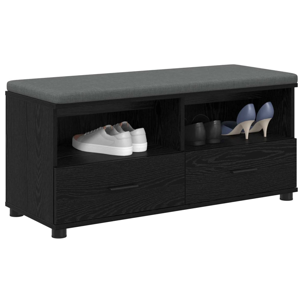 Panca per ingresso con cuscino Rovere Nero 100 x 38 x 46 cm