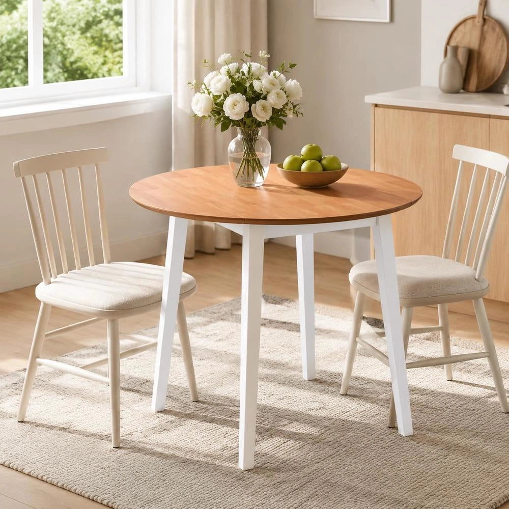 Folding Dining Table, Round, MDF, White