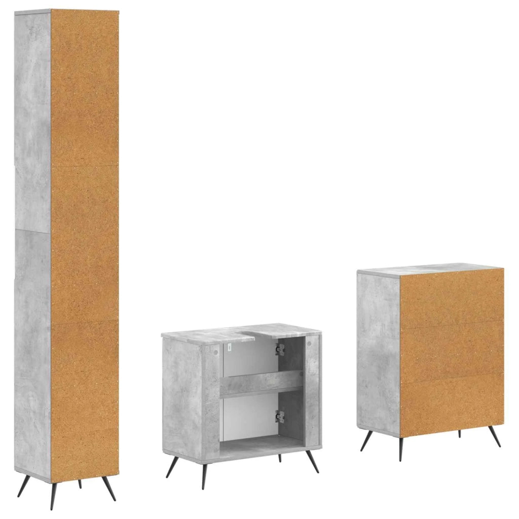 Set di armadietti da bagno in 3 pezzi BREDA Grigio Cemento 3417480
