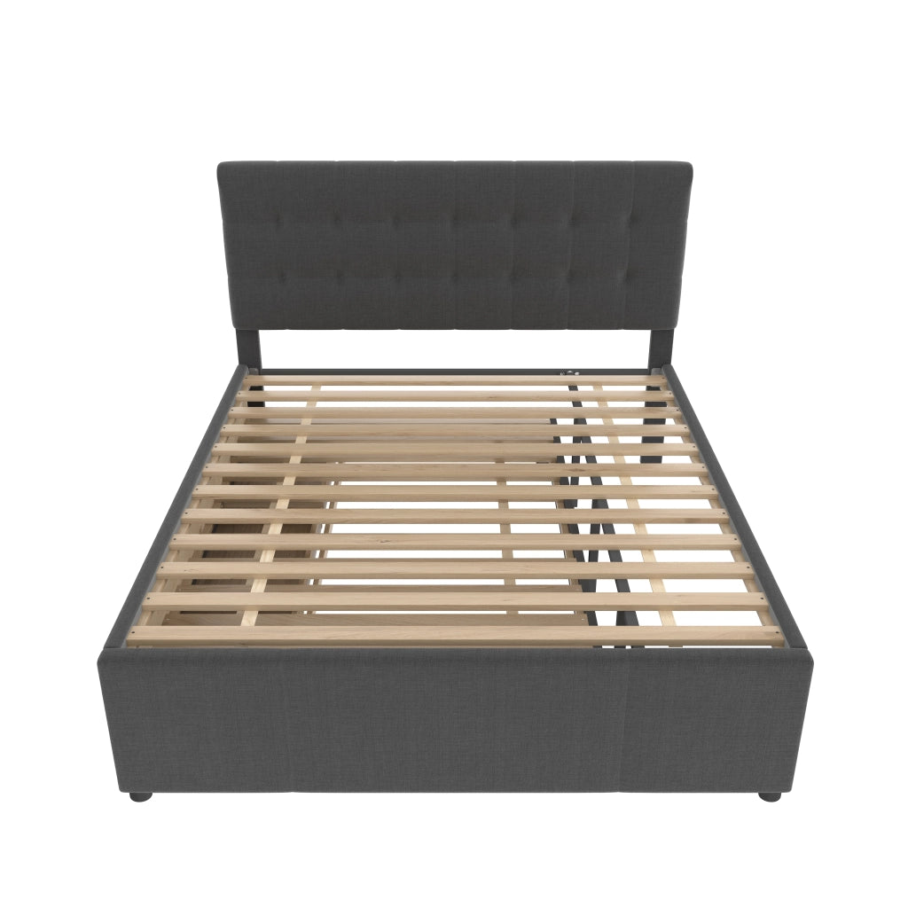 letto imbottito lino grigio 140 x 200 cm