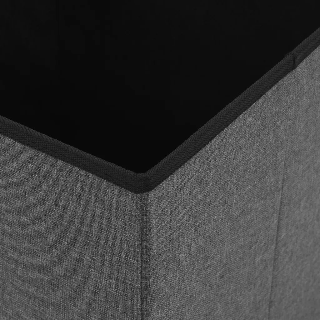 Sgabello Pieghevole con Contenitore Grigio Scuro in Simil Lino 247077