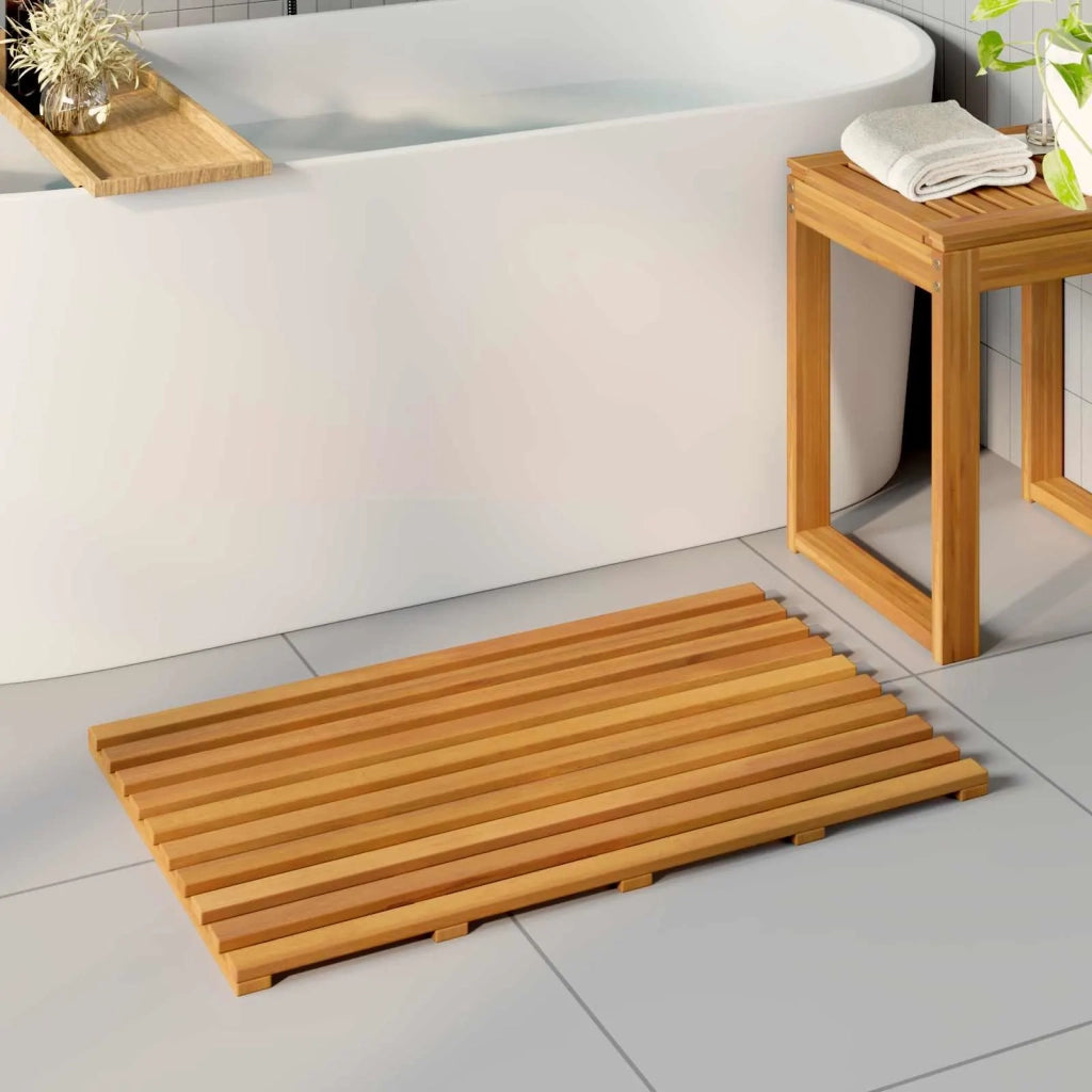 Tappeto da bagno Tinta unita Marrone 80 x 48 x 2,5 cm legno CFW1892715
