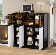 Credenza con illuminazione LED, 6 ante e 14 vani