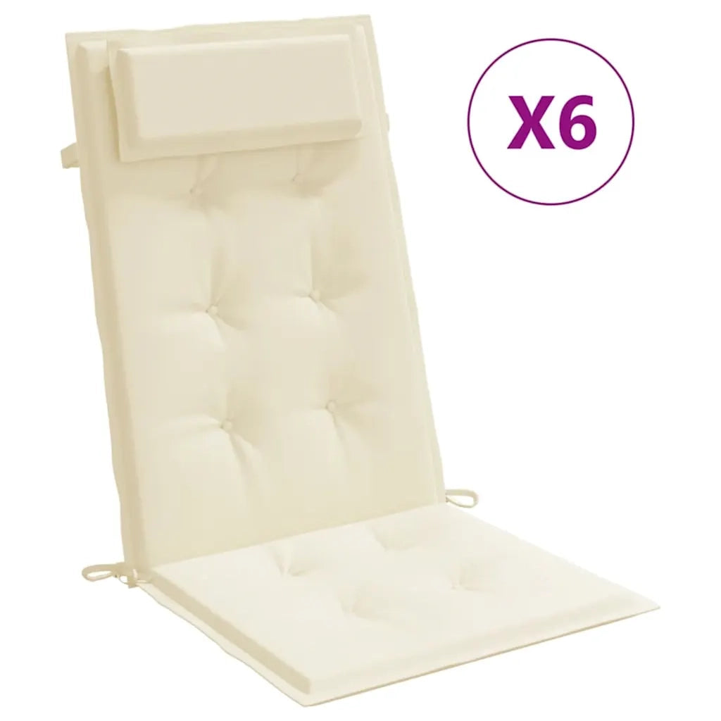 Cuscini per Sedia con Schienale Alto 6 pz Crema Tessuto Oxfordcod mxl 118258