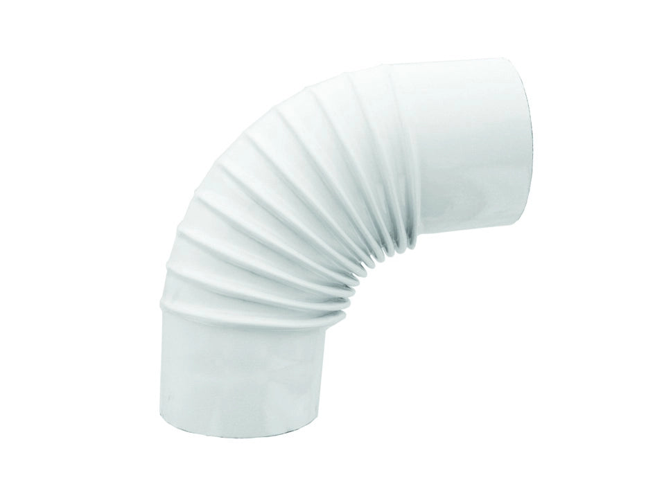 GOMITO A 90  ° PORCELLANATO PER STUFE A LEGNA BIANCO LUCIDO   EE ¸ cm.12    SAVE