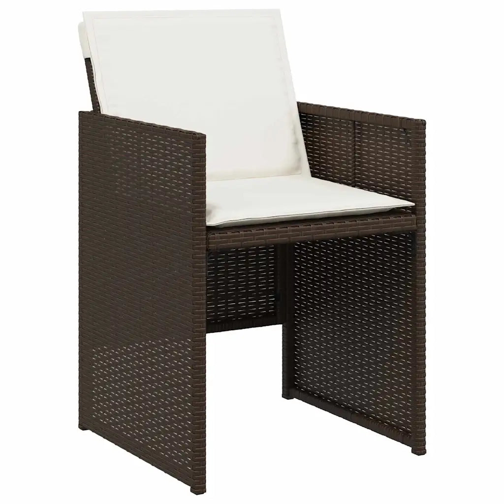 Set da Pranzo per Giardino con cuscino 5 pcs Marrone polyrattan