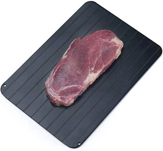 Piastre per rapido scongelamento di alimenti, con scanalatura e 4 mattonelle – senza elettricità, magnetron, acqua calda/svelto scongelamento, adatto per pesce/carni, prodotti congelati (29,5 x 20,8 x 0,2 cm)