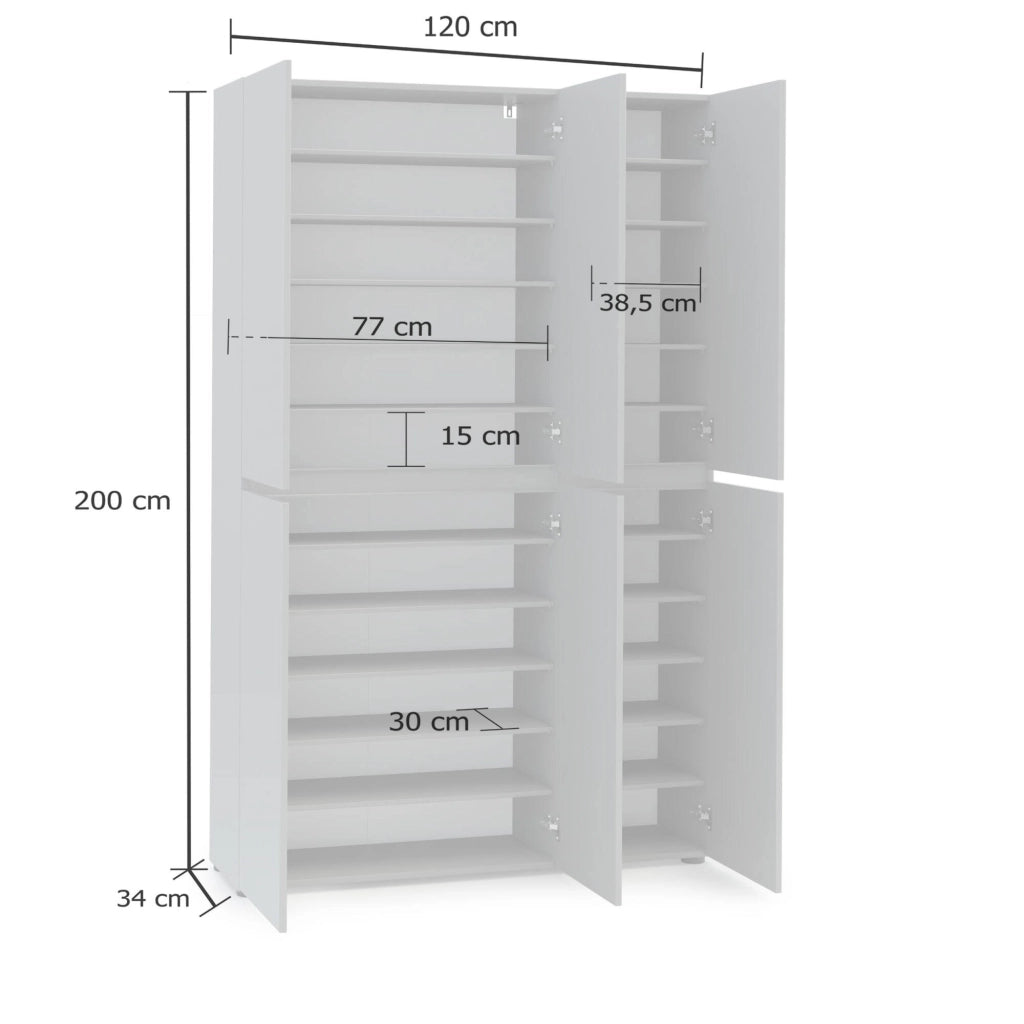 Scarpiera Diva, Mobile portascarpe, Armadio da ingresso multiuso, Mobiletto per calzature, Made in Italy, 122x34h200 cm, Grigio