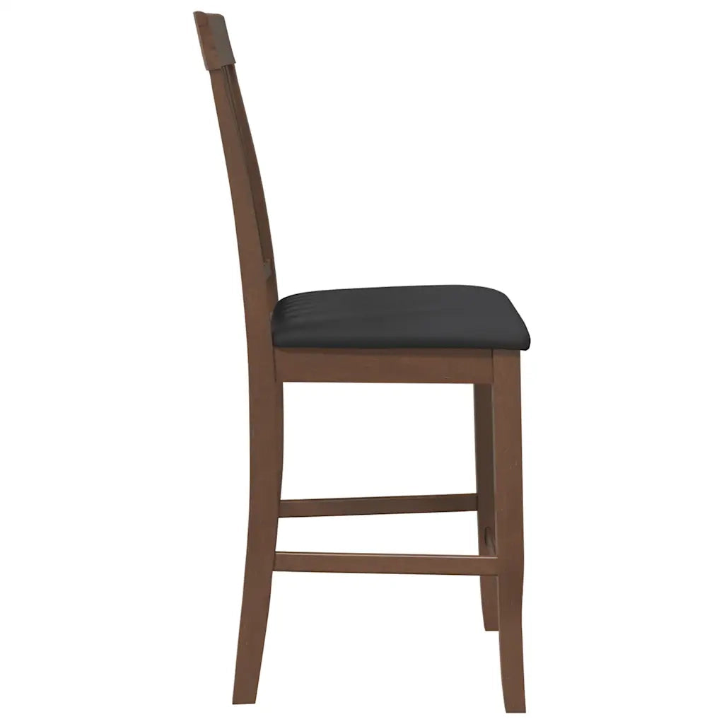 Sgabelli da Bar con Cuscini 2pz Marrone Legno Massello di Hevea 4102569