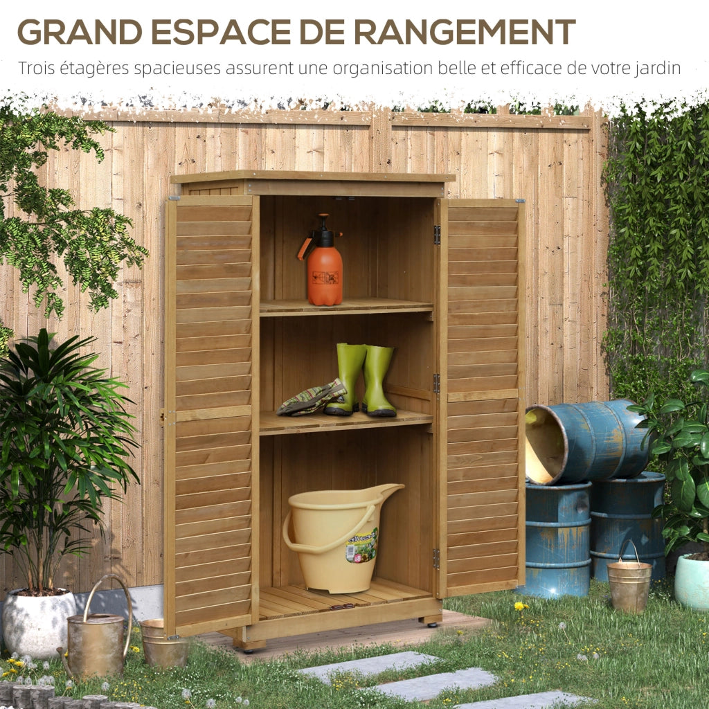 Armadio da giardino in legno per attrezzi con 2 ripiani ¨C Zephmum ¨C 87x47x160 naturale