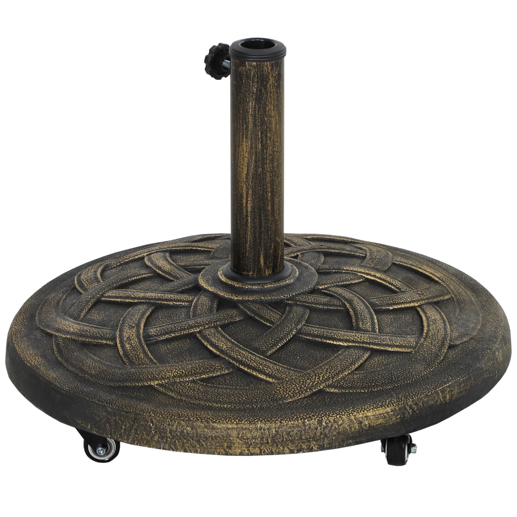Base Ombrellone Rotonda in Resina 20 kg con Ruote e Freni ¨C zephmum ¨C Bronzo