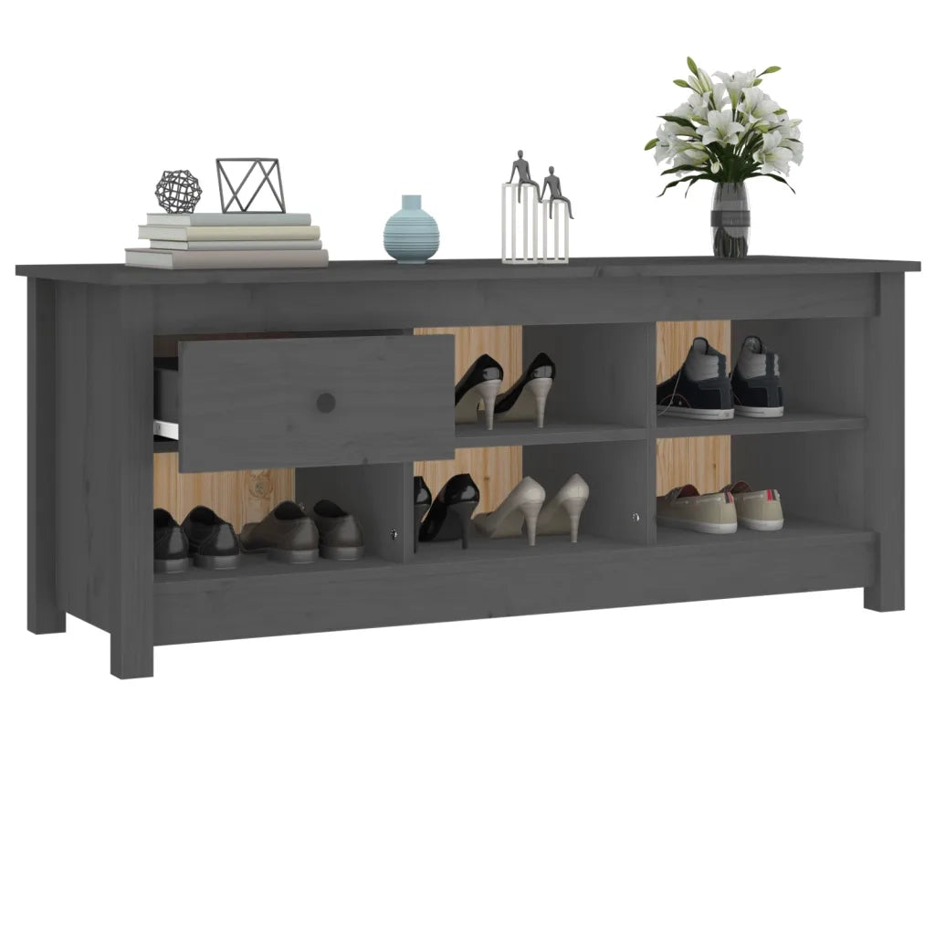 Scarpiera-Scaffale per scarpe-Armadietto contenitore Grigia 110x38x45,5 cm in Legno Massello di Pino