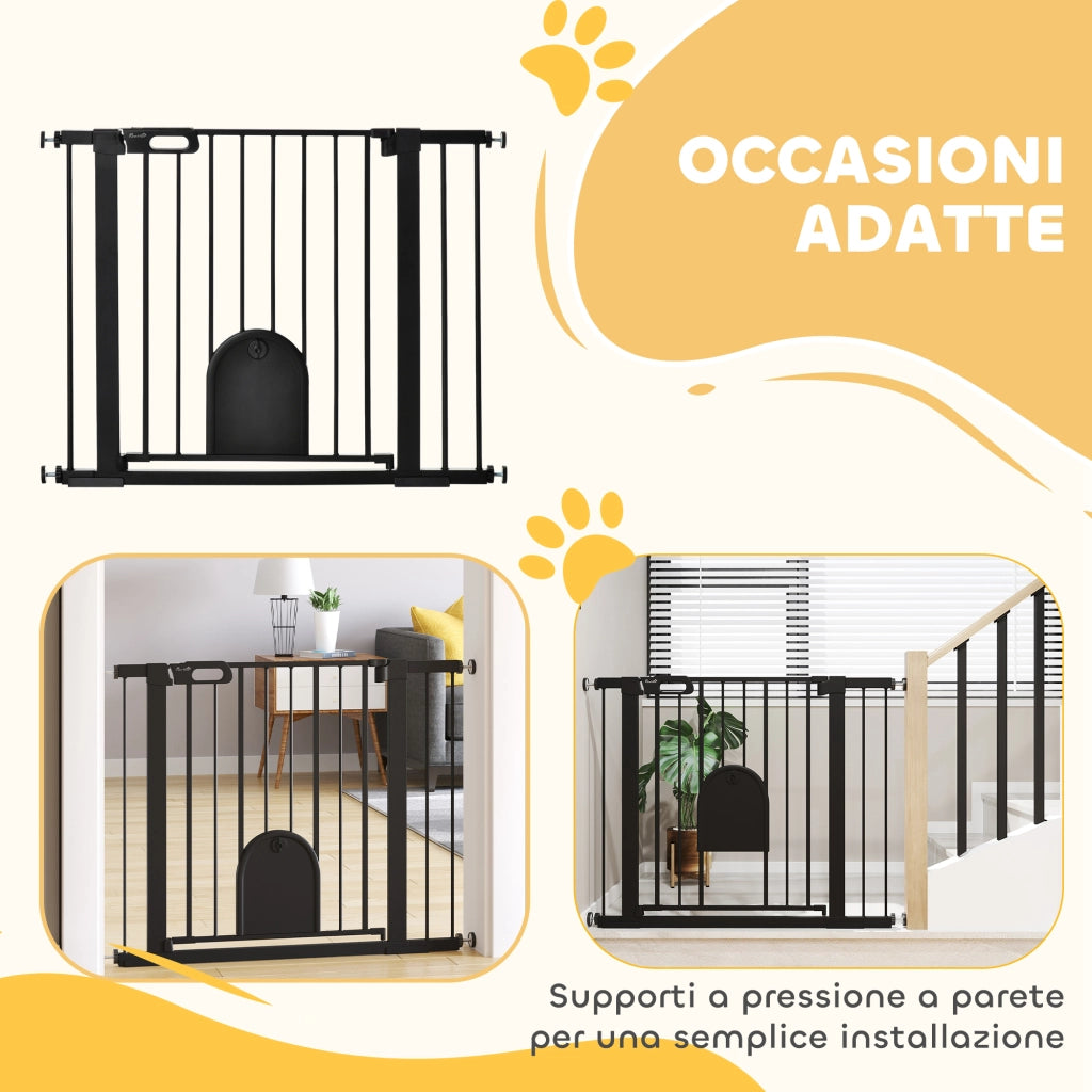 Cancellino per Cani Regolabile con Porta ¨C zephmum ¨C Nero 75-103x76 cm