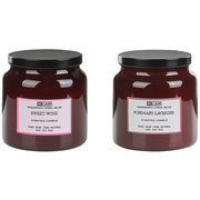Set di 2 candele profumate multicolore 100% cera di soia stoppino di cotone vetro alimentare fragranza fresca vino dolce/rosmarino lavanda