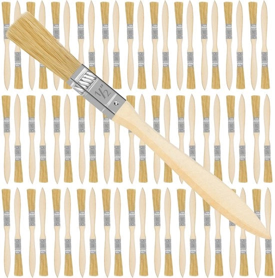 Kit di pennelli per vernice da 72 pezzi - Manico in legno professionale - 12,7 mm di larghezza - Per vernice e DIY - Facile da pulire - Lunghezza 17 cm - Pennelli per vernice