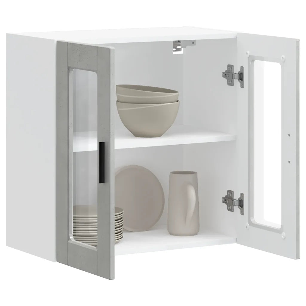 Pensile da Cucina con Porta in Vetro Porto Grigio Cemento 854151