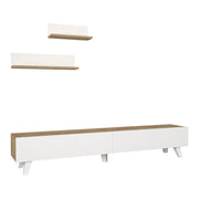 Mobile TV e 2 ripiani 180 x 31 x 33 cm effetto rovere bianco 03_0007889