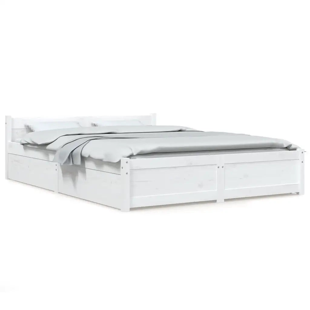Letto matrimoniale | Letto per adulti | Giroletto con Cassetti Bianco 120x200 cm